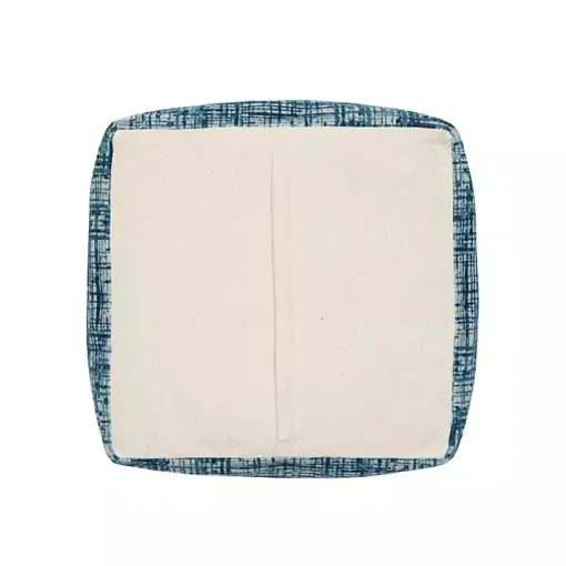 Teal Distressed Geo Ultra-Soft Pouf