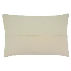 Textured Ivory Fringe Lumbar Throw Pillow