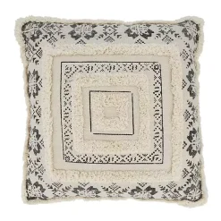 Tufted Geo Boarder Cotton Throw Pillow