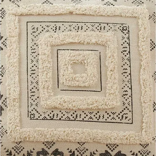 Tufted Geo Boarder Cotton Throw Pillow