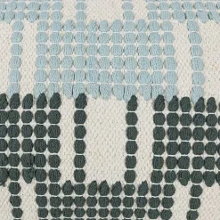 Turquoise Plaid Tassel Lumbar Pillow