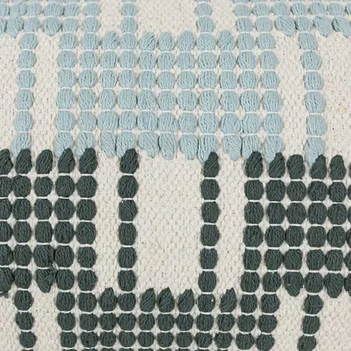 Turquoise Plaid Tassel Lumbar Pillow