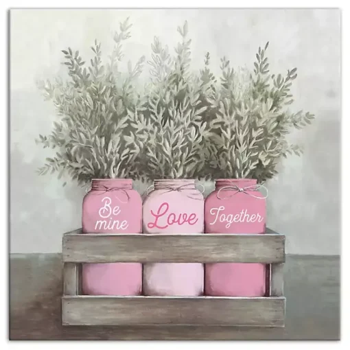 Valentine's Day Mason Jar Canvas Art Print