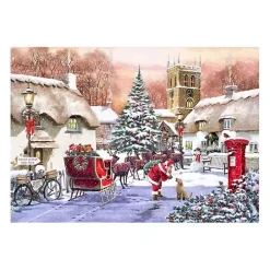 Village and Santa Canvas Art Print