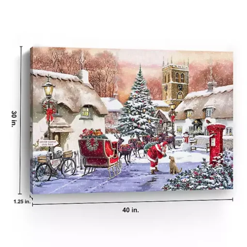 Village and Santa Canvas Art Print