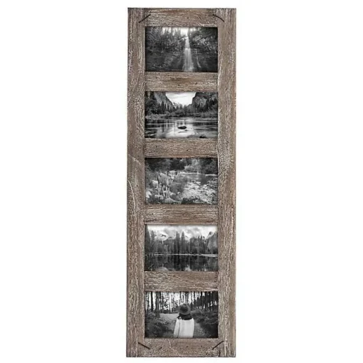 Weathered Brown Wooden 5-Opening Collage Frame