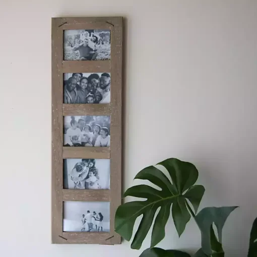 Weathered Brown Wooden 5-Opening Collage Frame