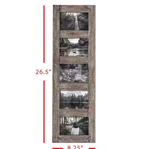 Weathered Brown Wooden 5-Opening Collage Frame