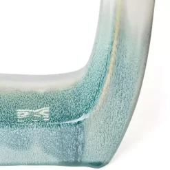 White & Turquoise Ceramic Cut-Out Vase, 14 in.