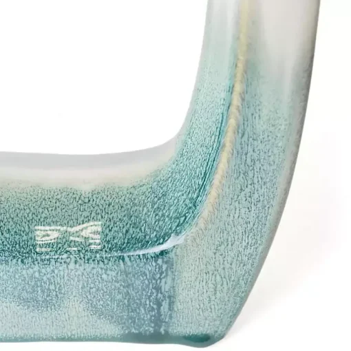 White & Turquoise Ceramic Cut-Out Vase, 14 in.