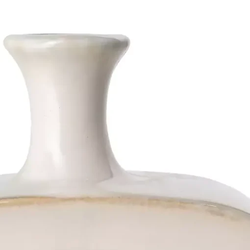 White & Turquoise Ceramic Cut-Out Vase, 14 in.