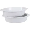 White Ceramic Au Gratin Dishes, Set of 2