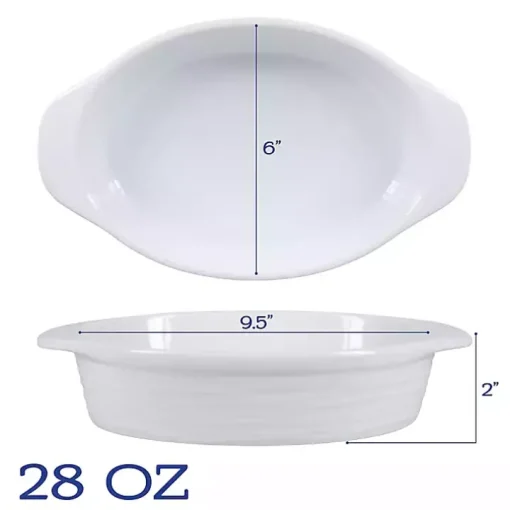 White Ceramic Au Gratin Dishes, Set of 2