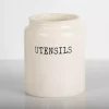 White Debossed Utensil Crock