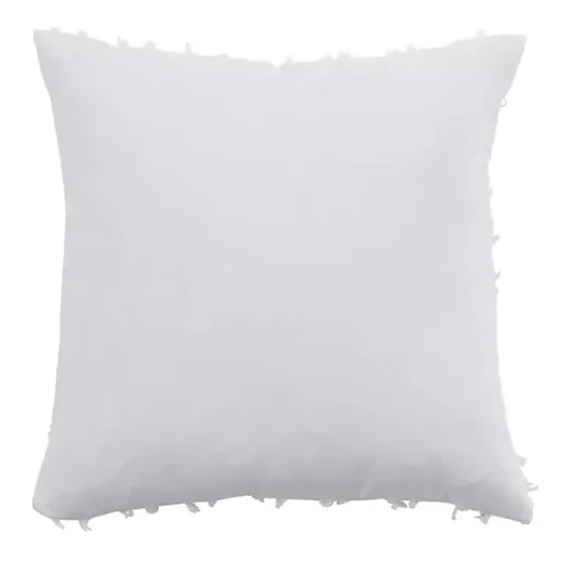 White Fringe Stripe Throw Pillow