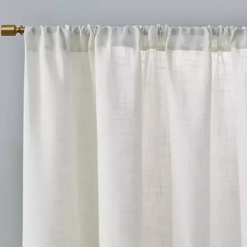 White Linen Blend Curtain Panel Set, 84 in.