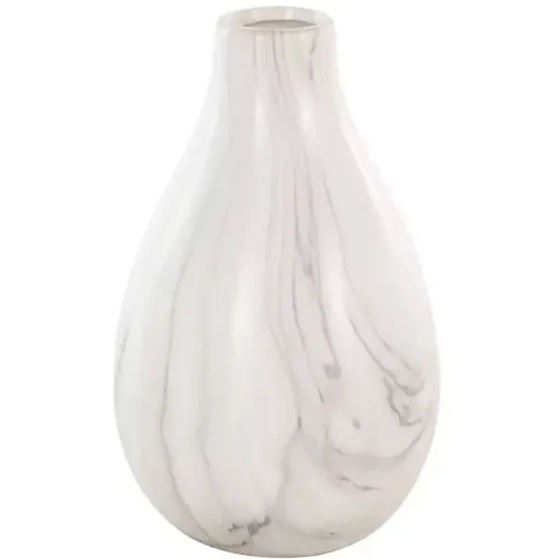 White Marble Ceramic Vases, Set of 3