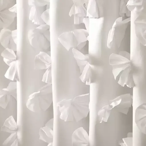 White Riley Cascading Bows Shower Curtain