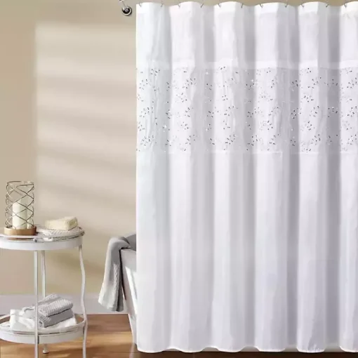 White Sequined Shower Curtain