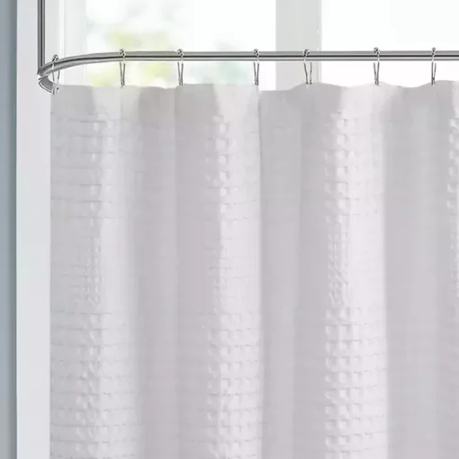 White Waffle Cotton Shower Curtain