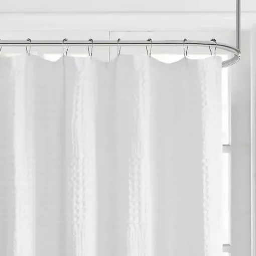 White Waffle Cotton Shower Curtain