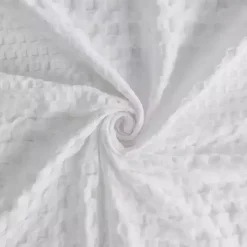 White Waffle Cotton Shower Curtain
