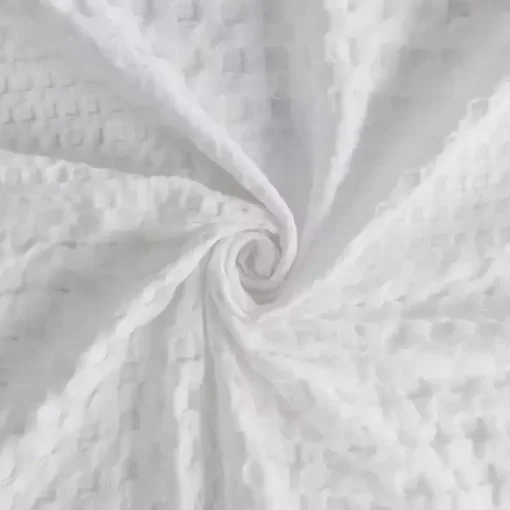 White Waffle Cotton Shower Curtain