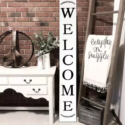 White Welcome Laurel Porch Board
