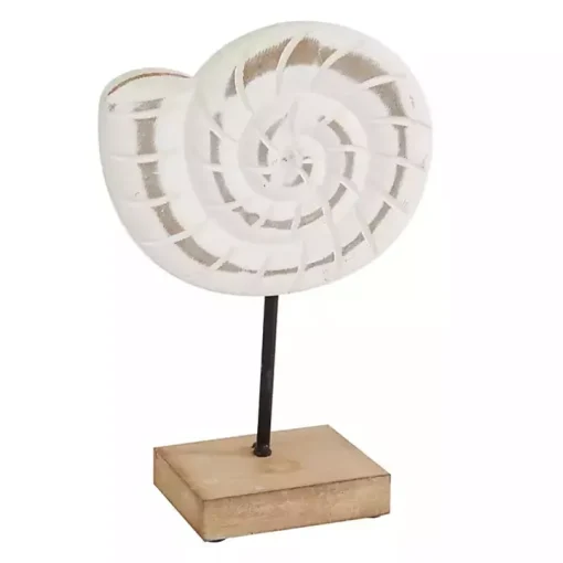 White Wood Sea Creature Statues, Set of 3