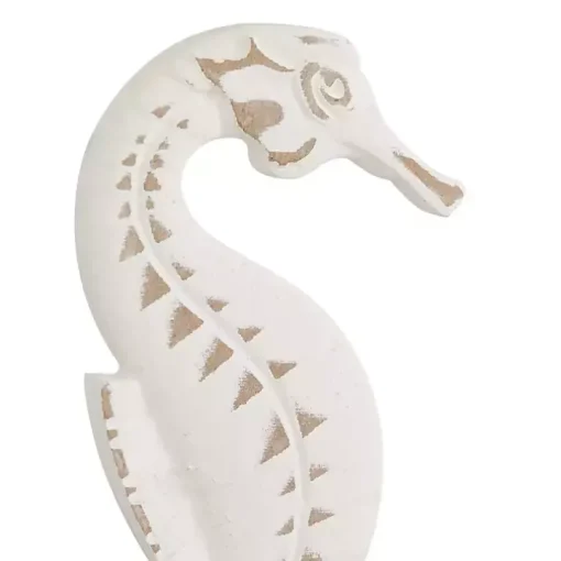 White Wood Sea Creature Statues, Set of 3