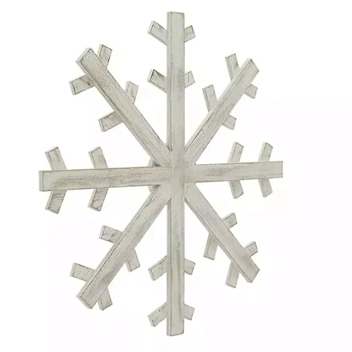 White Wood Snowflake Wall Plaque, 20 in.
