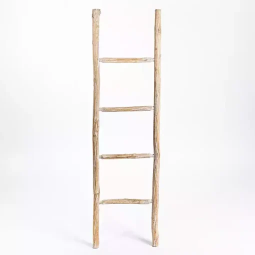 Whitewashed Natural Wood Leaning Ladder