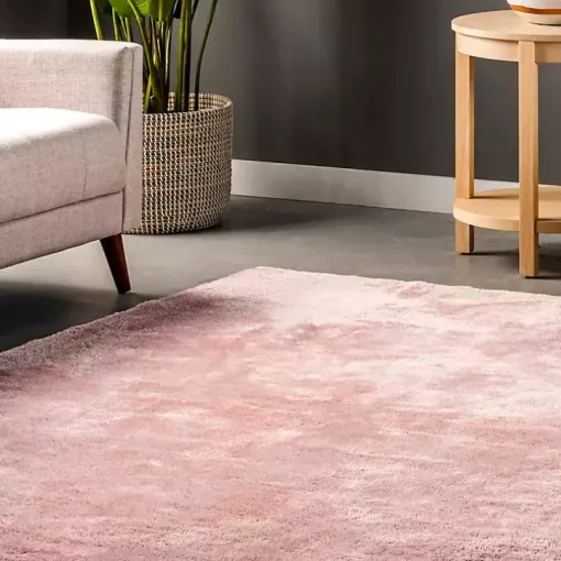 Whitlow Pink Shag Washable Area Rug, 6x9