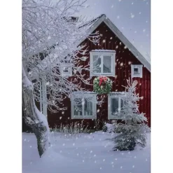 Winter Barn LED Canvas Art Print