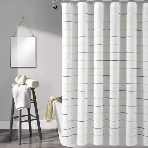 Yellow and Gray Ombre Stripe Shower Curtain