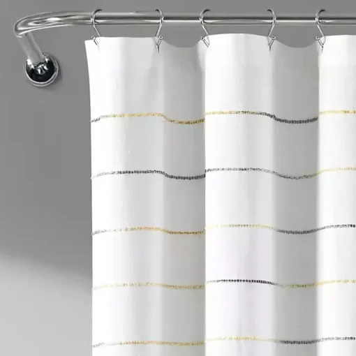 Yellow and Gray Ombre Stripe Shower Curtain