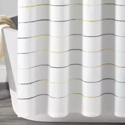 Yellow and Gray Ombre Stripe Shower Curtain