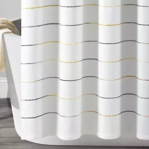Yellow and Gray Ombre Stripe Shower Curtain