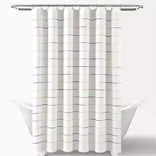 Yellow and Gray Ombre Stripe Shower Curtain
