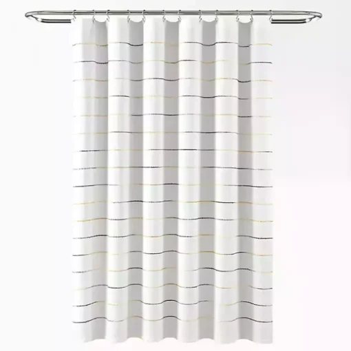 Yellow and Gray Ombre Stripe Shower Curtain