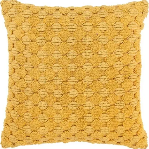 Yellow Looped Cotton Throw Pillow