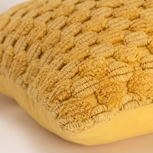 Yellow Looped Cotton Throw Pillow