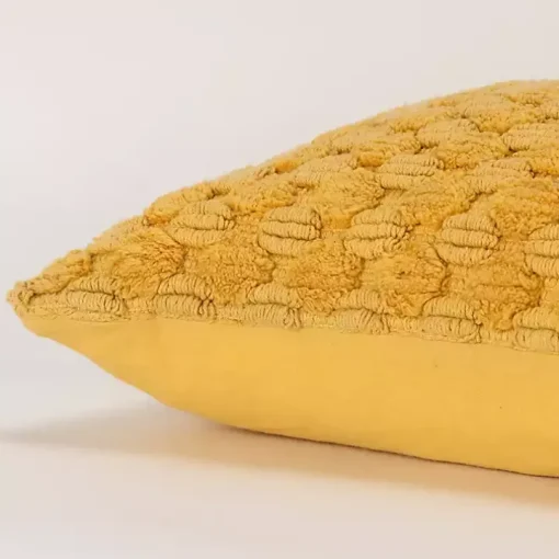 Yellow Looped Cotton Throw Pillow