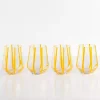 Yellow Striped Stemless Wine Glasses, Set of 4